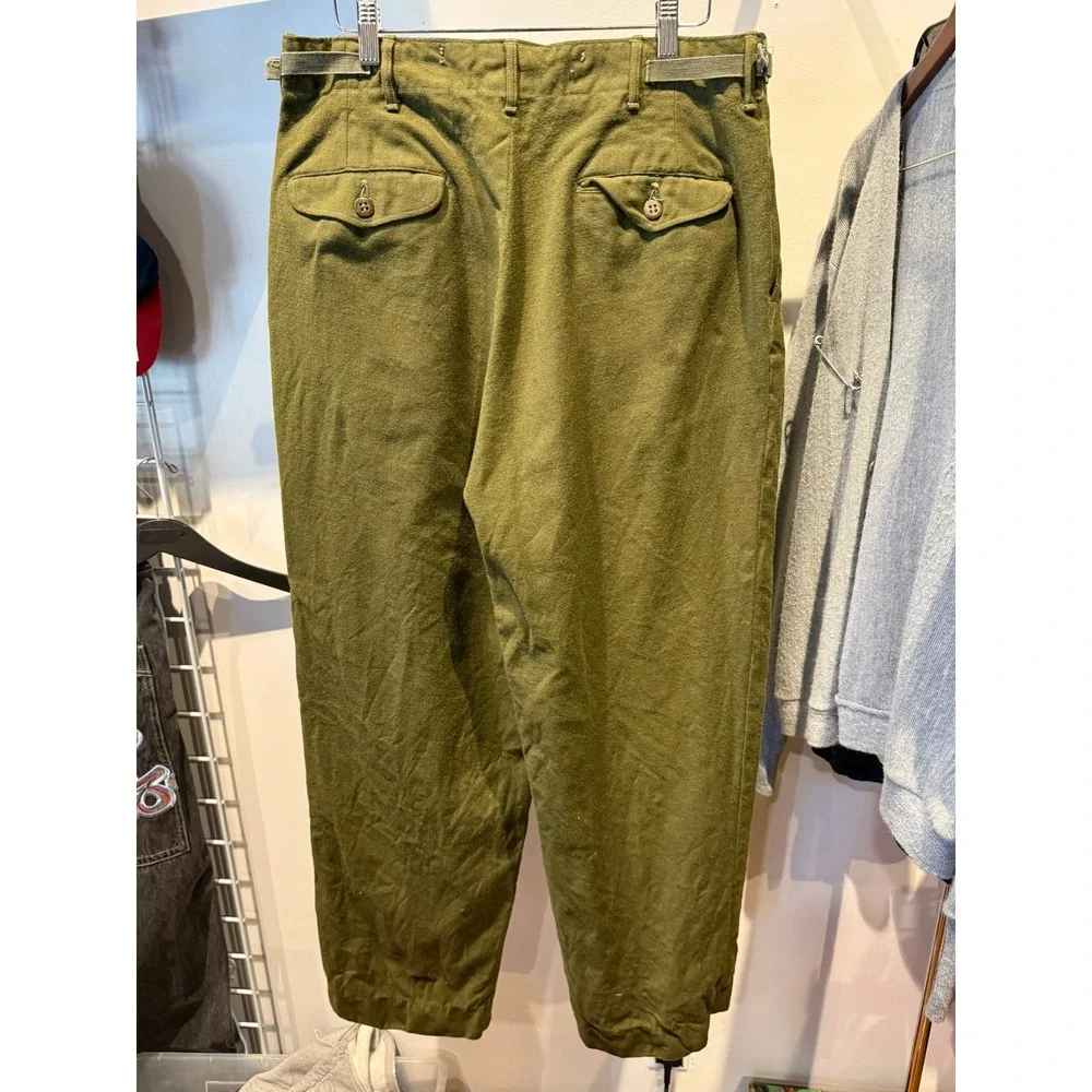 Vintage US Military M-1951 Wool Field Trousers‎ Olive Drab Army Pants 32x31